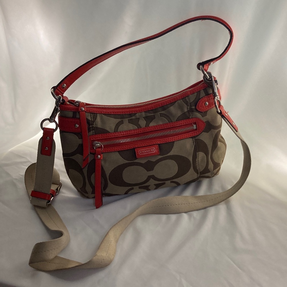 Coach Signature Canvas Leather Shoulder/Crossbody Bag- Style F24063